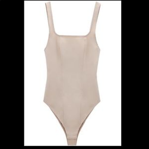 Zara Beige Strappy Poplin Bodysuit NWT